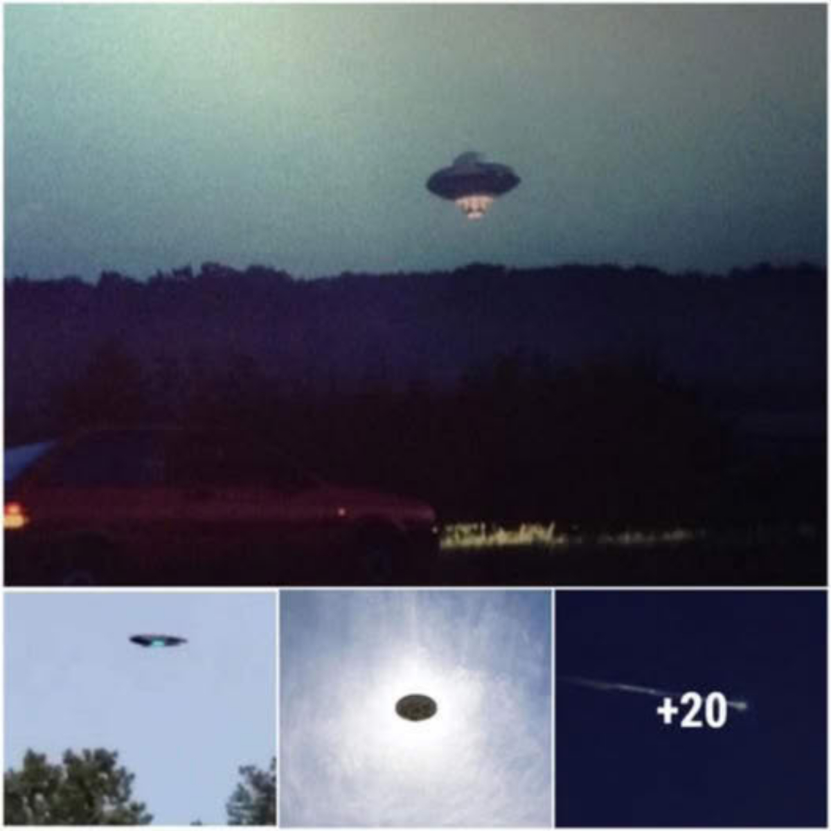 Is there life on Earth being visited by aliens? A UFO appears in dark night sky