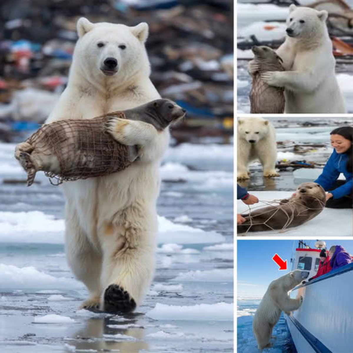 Incredible and touching story! A Polar Bear’s Plea: Seeking Human Help to Save a Trapped Seal