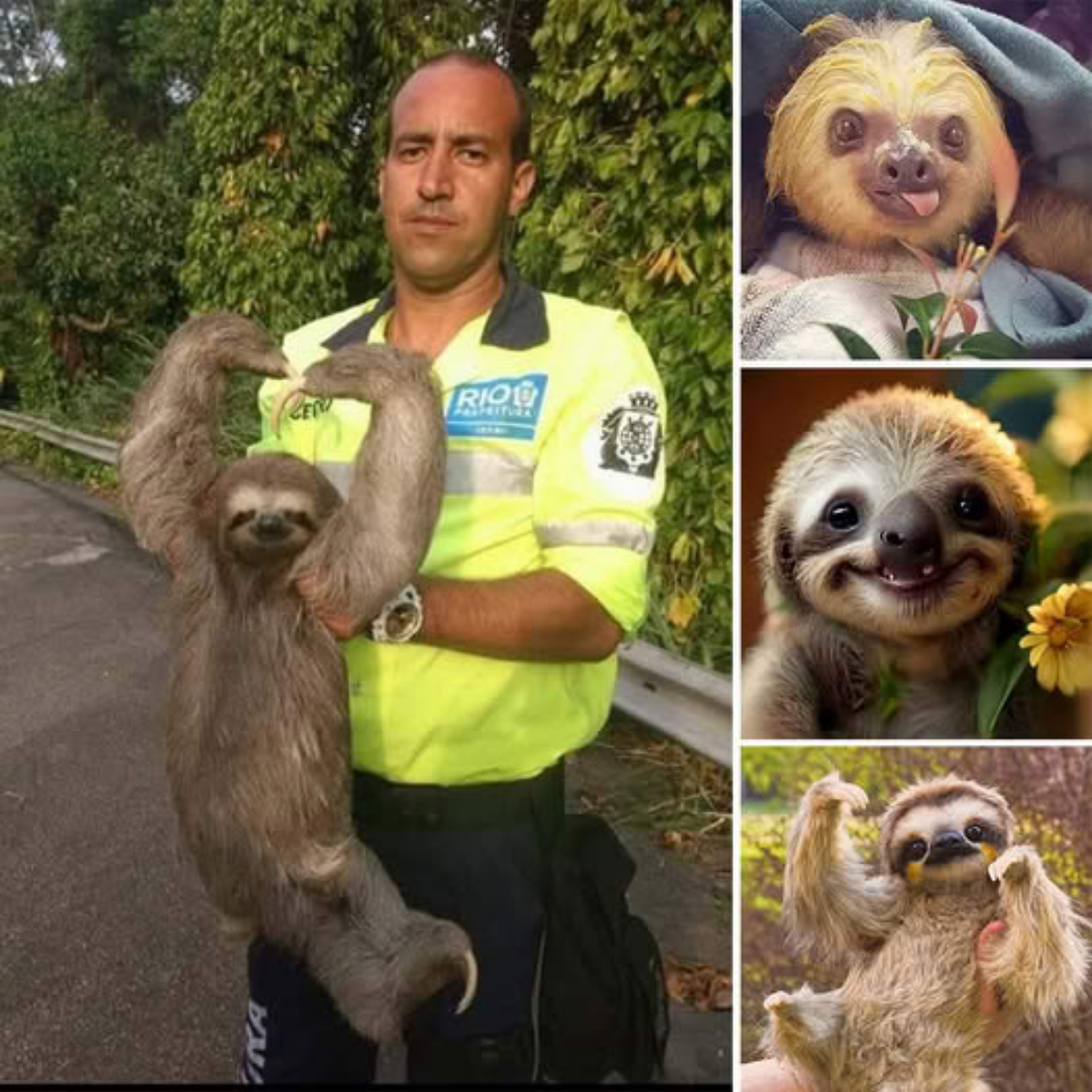 The man in the picture is lending a hand to a sloth and receives a heartwarming ɡeѕtᴜгe in return