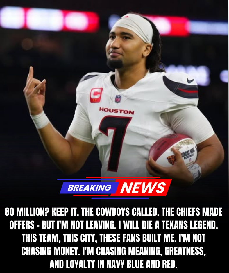 “80 MILLION? FORGET IT!” — CJ STROUD REPORTEDLY SHOCKS THE NFL BY TURNING DOWN MASSIVE OFFERS FROM COWBOYS AND CHIEFS TO STAY LOYAL TO HOUSTON TEXANS!. 8386