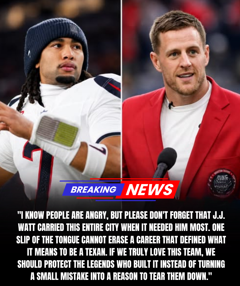 “NFL SHOWDOWN ERUPTS: C.J. STROUD BREAKS SILENCE AS HE FIERCELY DEFENDS J.J. WATT AMID BACKLASH STORM!”. 8386